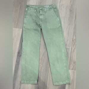 Woman’s High-Rise Crop Green Jeans